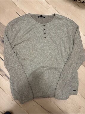 John Varvatos Light Gray Henley Long-Sleeve Shirt S XXL